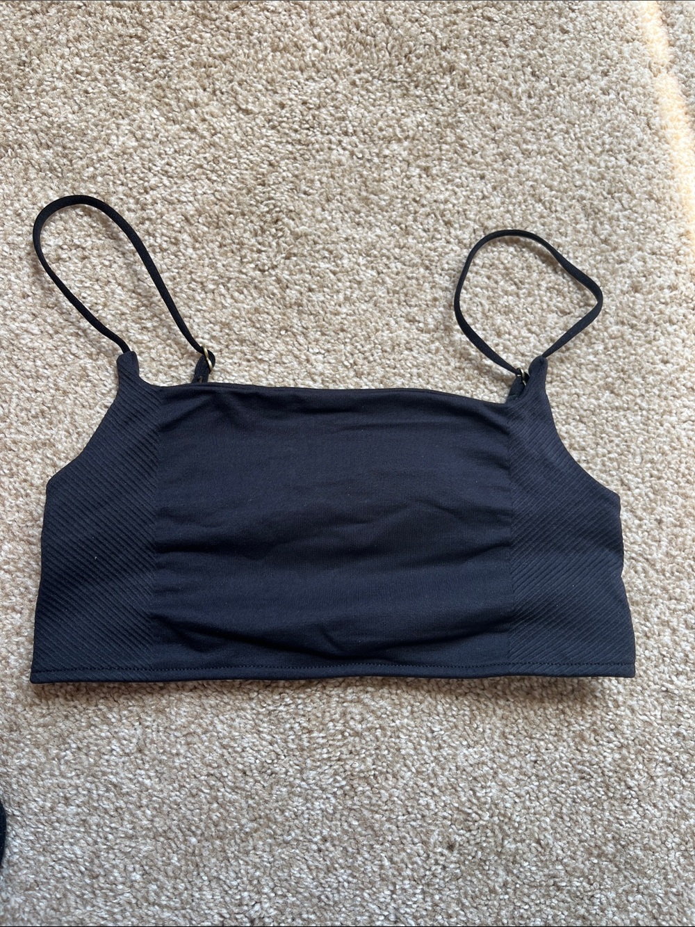 Black Ribbed Cropped Tank Top S/M
